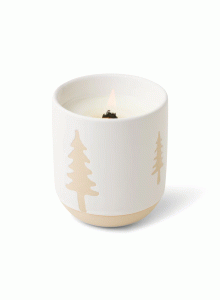 Керамична соева свещ Падивакс Cypress and Fir - Бяла глазура с шарка на елха и дървен фитил